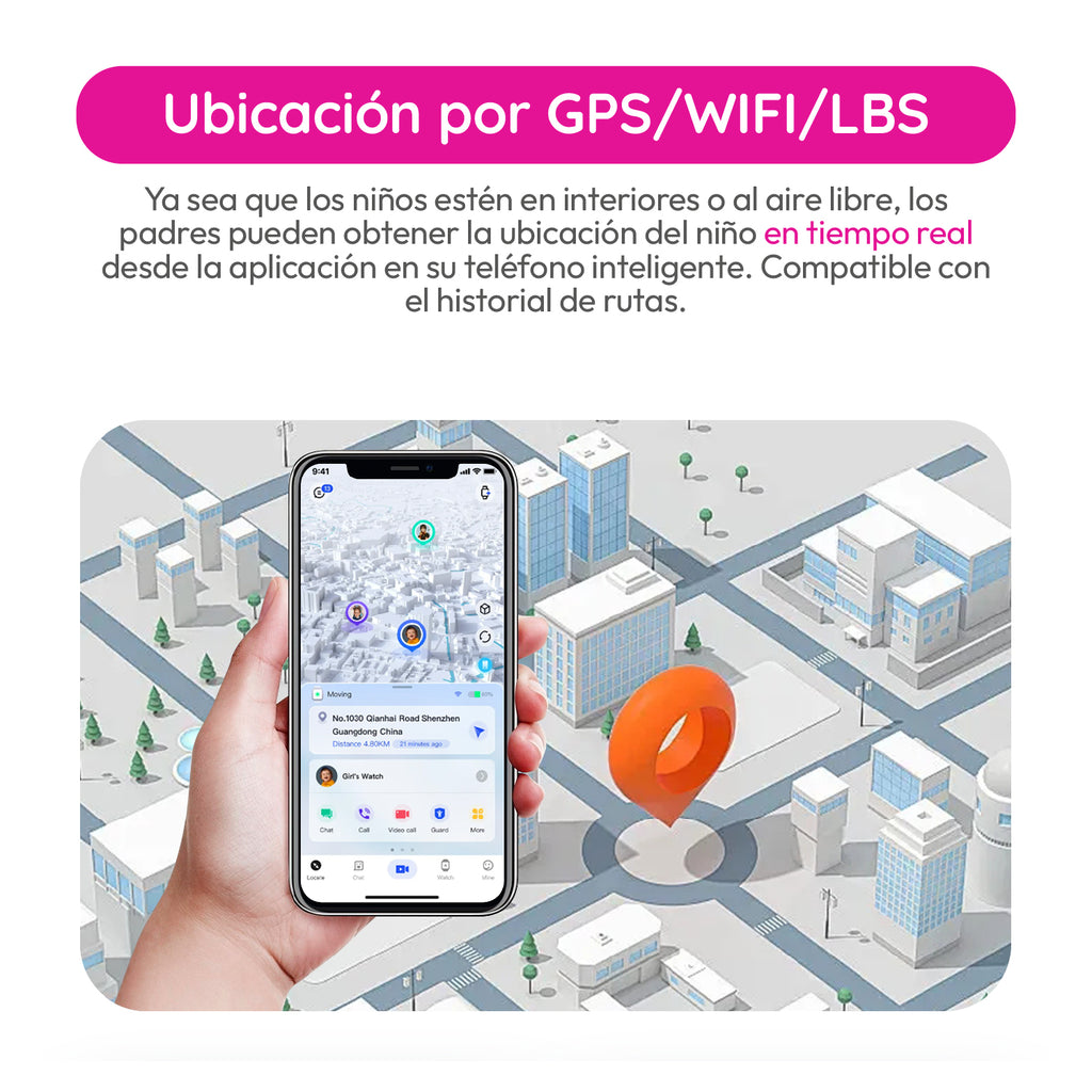 Tikijoy Smartwatch Infantil 4G - Localización GPS y Videollamada - Rosa