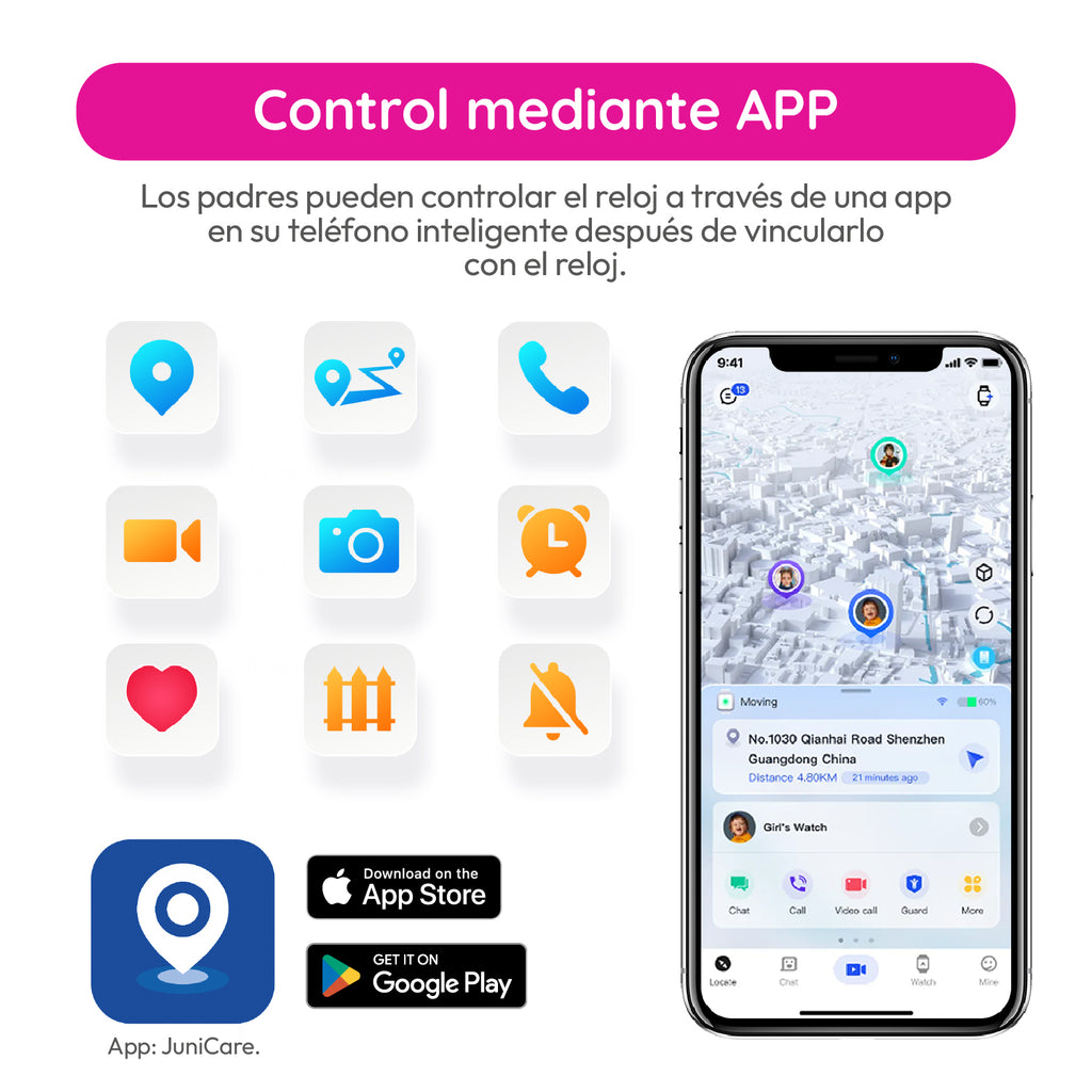 Tikijoy Smartwatch Infantil 4G - Localización GPS y Videollamada - Rosa